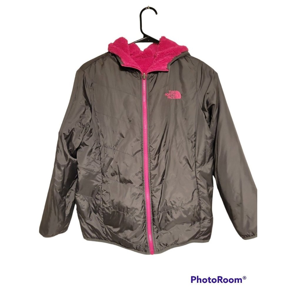 north face puffer- black, reversible to pink. size youth xl (18) great condition